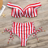 Striped swimsuit women High waist bikini