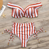 Striped swimsuit women High waist bikini