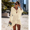 Crochet White Knitted Beach Cover up dress Tunic Long Pareos Bikinis