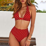 2019 Sexy High Waist Dot Print Bikini swimwear