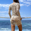 Crochet White Knitted Beach Cover up dress Tunic Long Pareos Bikinis