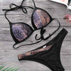 Snake Skin Splicing Backless Bandage Swimwear