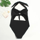 Plus Size Swimwear Women Black One Piece Swimsuit