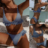 SEXY Women Ruffle Plaid Bikini Set